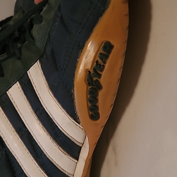 Vintage Adidas Goodyear Monaco Navy Quilted White Leather Racing Shoes Mens 8.5 - Picture 3 of 16